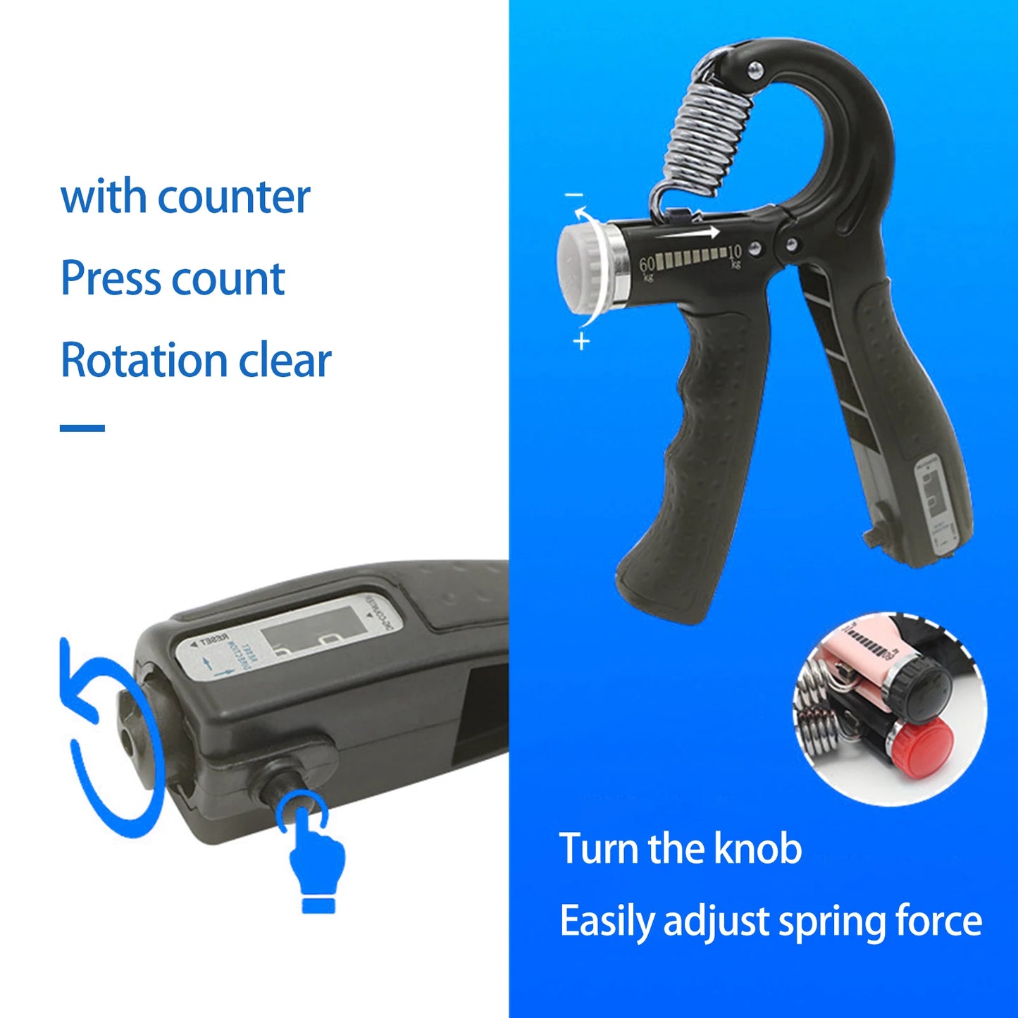 1Pc Hand Gripper with Counter R-Shape Non-slip ABS Hand Gripper