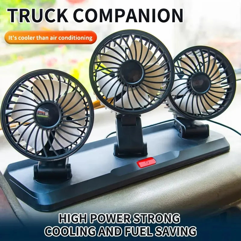 2-in-1 3 Heads Car Fan
