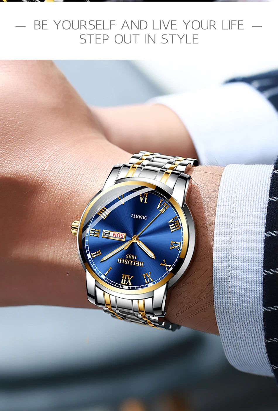 BELUSHI Top Brand Watch Men Stainless Steel
