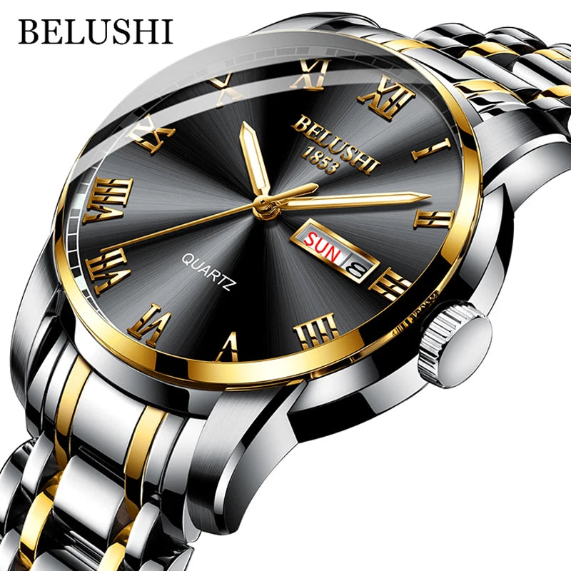 BELUSHI Top Brand Watch Men Stainless Steel