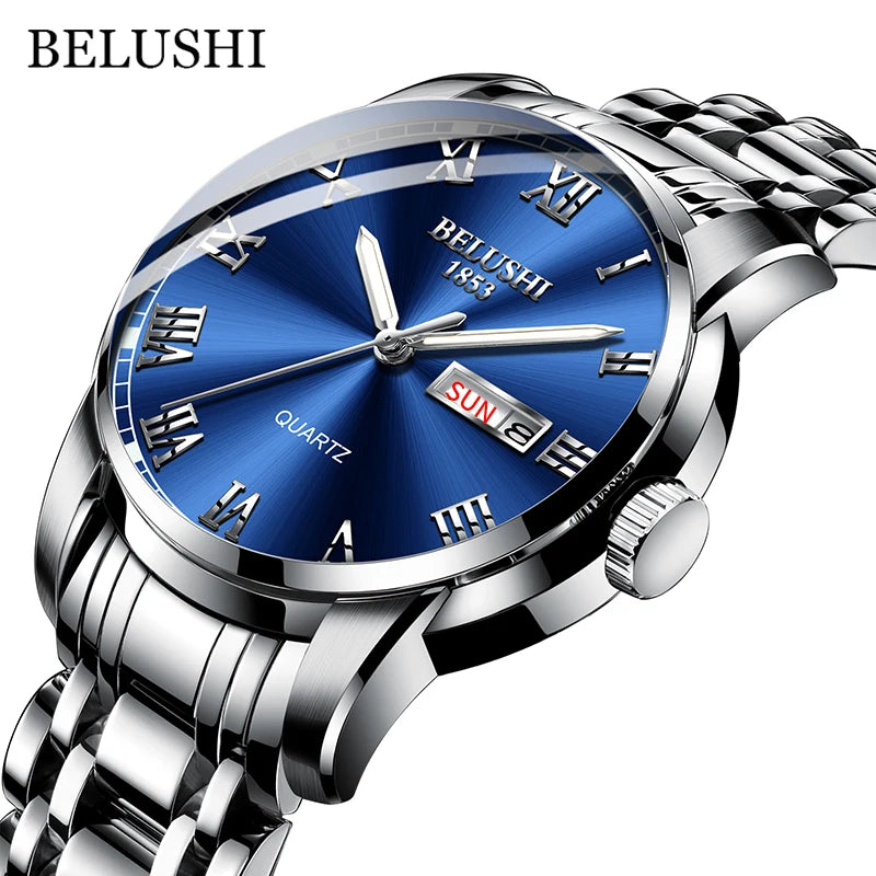 BELUSHI Top Brand Watch Men Stainless Steel