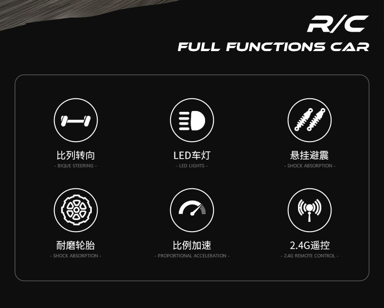 New RC Car 1:16 2WD with LED Light 2.4G 20KM/H High Speed Off-Road Climbing Remote Control Car