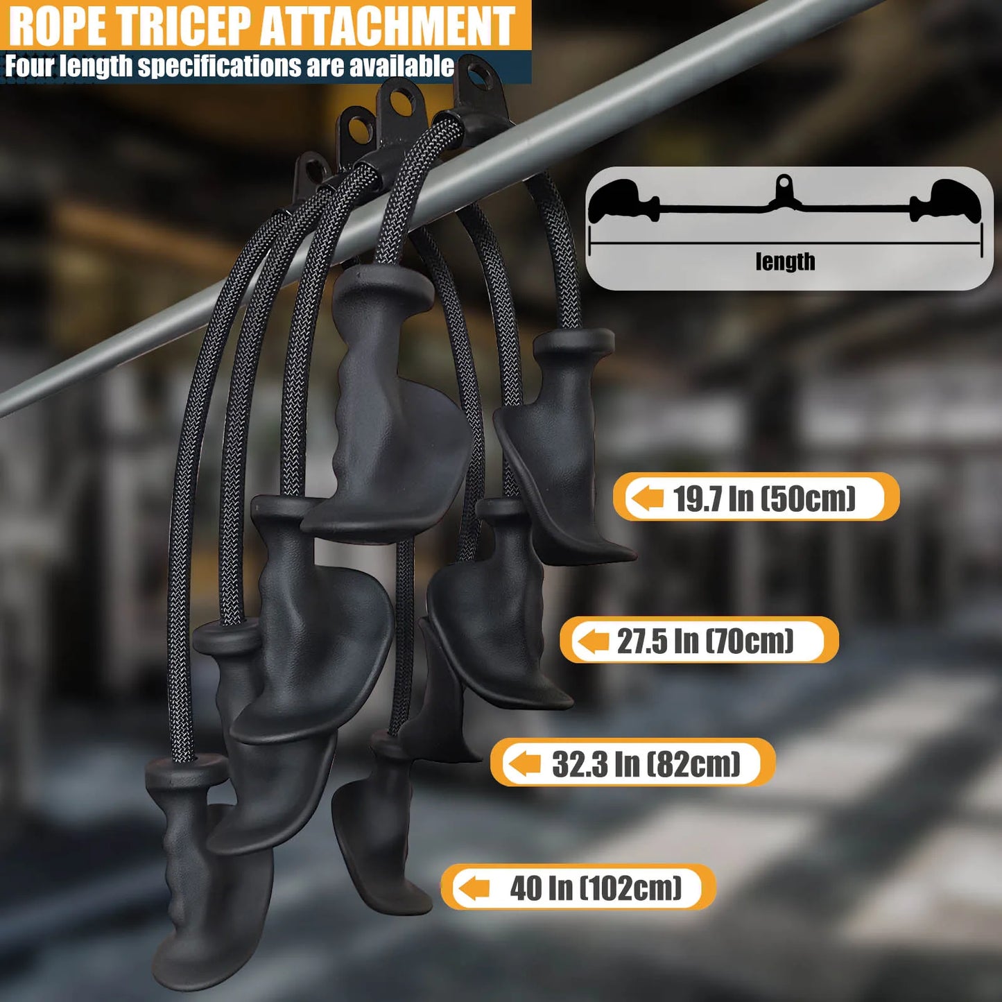 Ergonomic Tricep Rope Pulldown Attachments