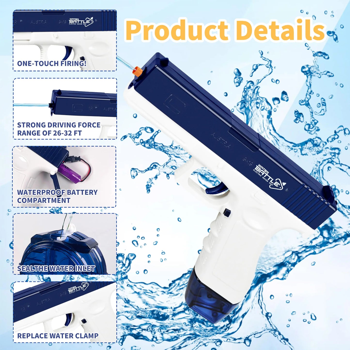 Electric Water Gun Rechargeable Automatic Spray Gun