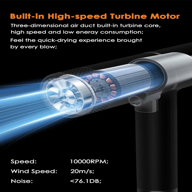 Low noise cold and hot negative ion hair dryer