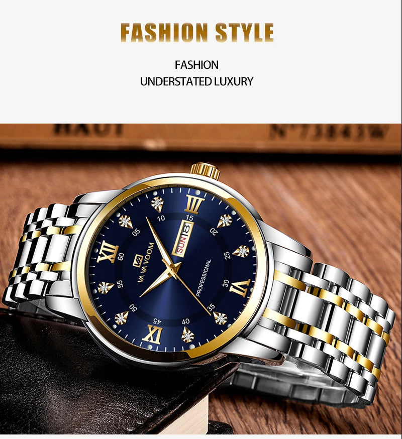 Stainless Steel Top Quailty Luxury Push Button Hidden Clasp Waterproof Luminous