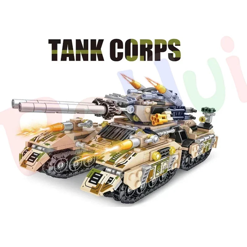 Newest 1028pcs World War 2 Military Vehicle Tank