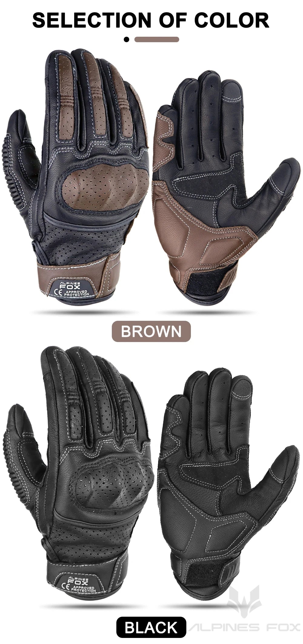 Summer Retro Perforated Leather Motorcycle Gloves