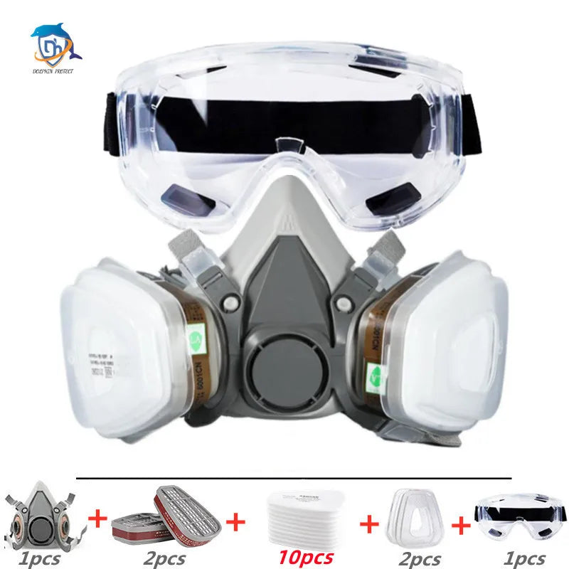 6200 Dust Gas Mask Filters Suit Industrial Half Face Painting Spraying Respirator