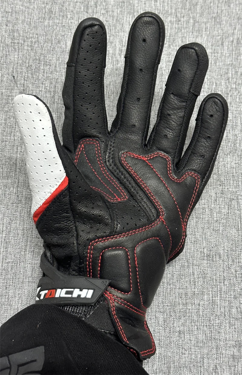 Motorcycle Gloves Black Racing Genuine Leather