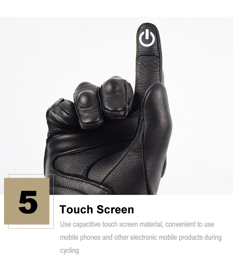 Men Retro Genuine Leather Motorcycle Gloves
