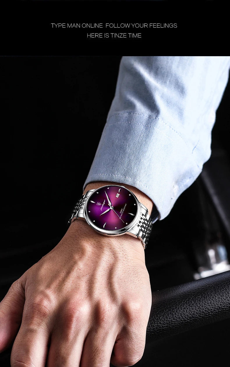 POEDAGAR Luxury Sports Men Watch Waterproof Luminous Stainless Steel