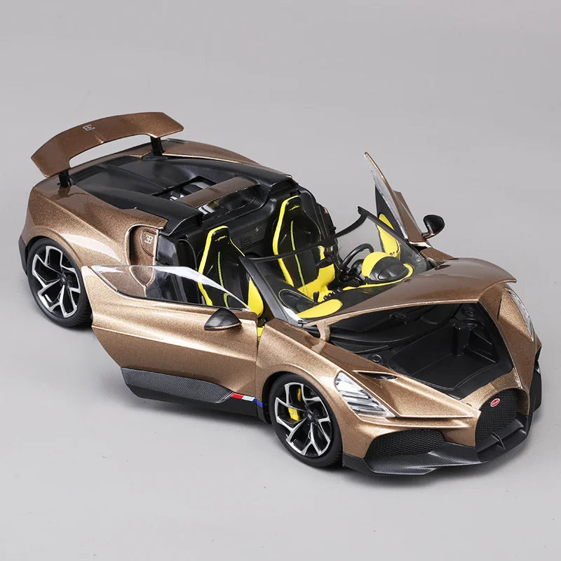 Bugatti W16 Mistral Gold Version Alloy Miniature Bugatti Supercar Mistral Diecast Model