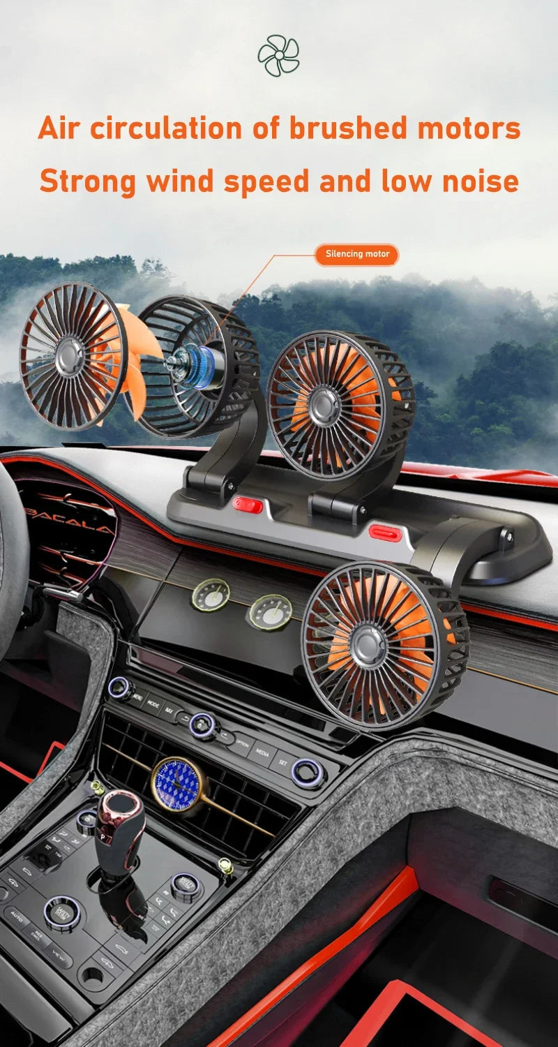Xiaomi Car Fan 360° Adjustable 3 Head Air Fan Automotive Electric Fan