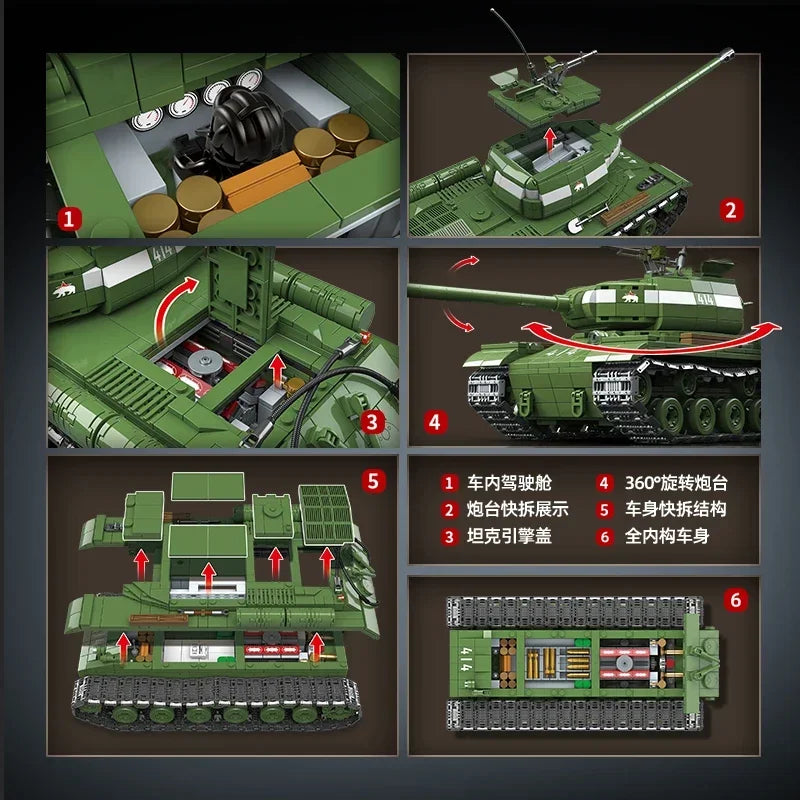 WW2 Military Classic Model Tiger Leopard KV-1 KV-2 IS-2 Heavy Tank Collection Model