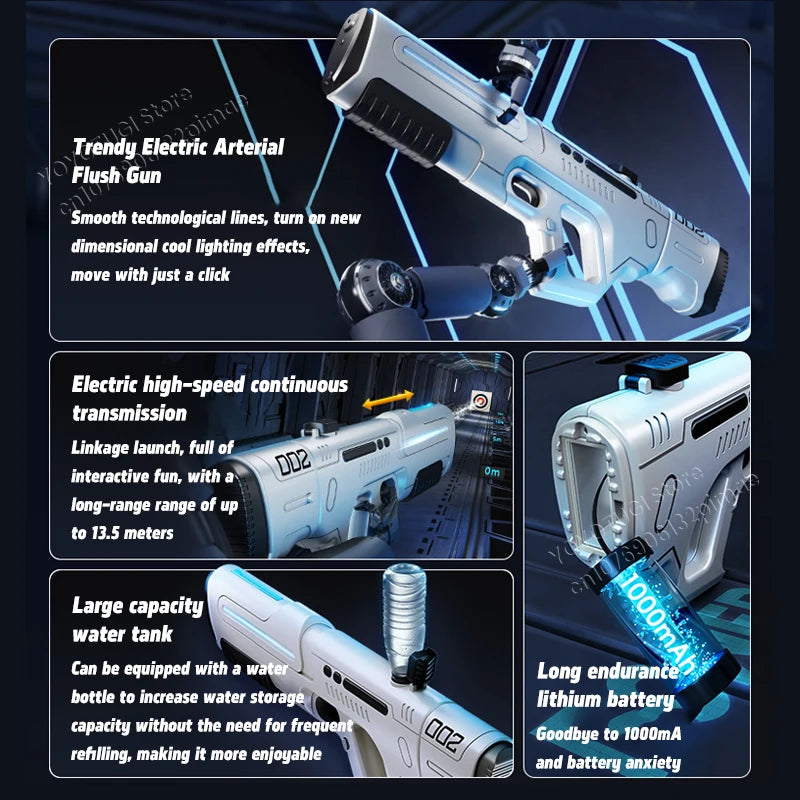 Pulse Electric Continuous Firing Water Gun Powerful Water Spray Laser Toy Gun