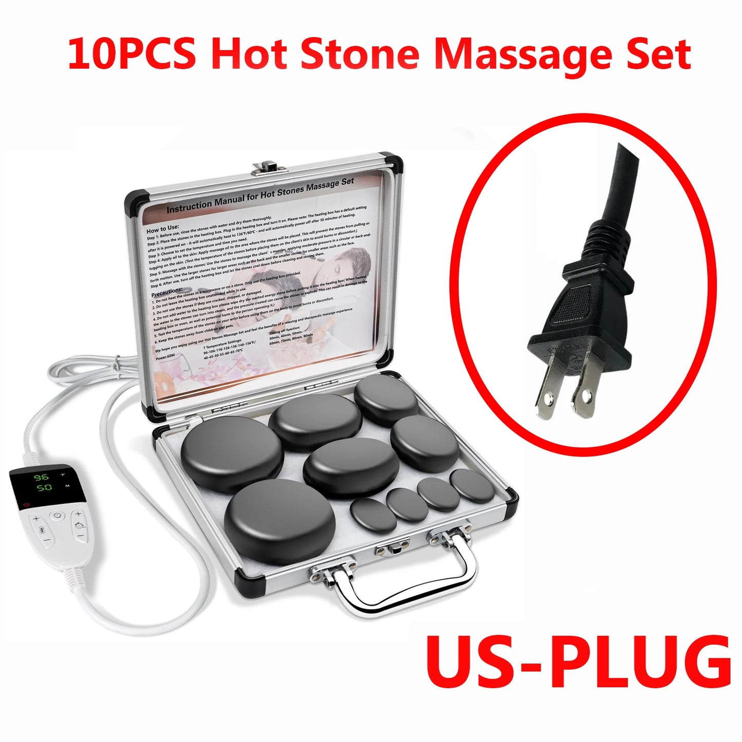 HOT STONE MASSAGE SET WITH TEMPERATURE ADJUSTMENT