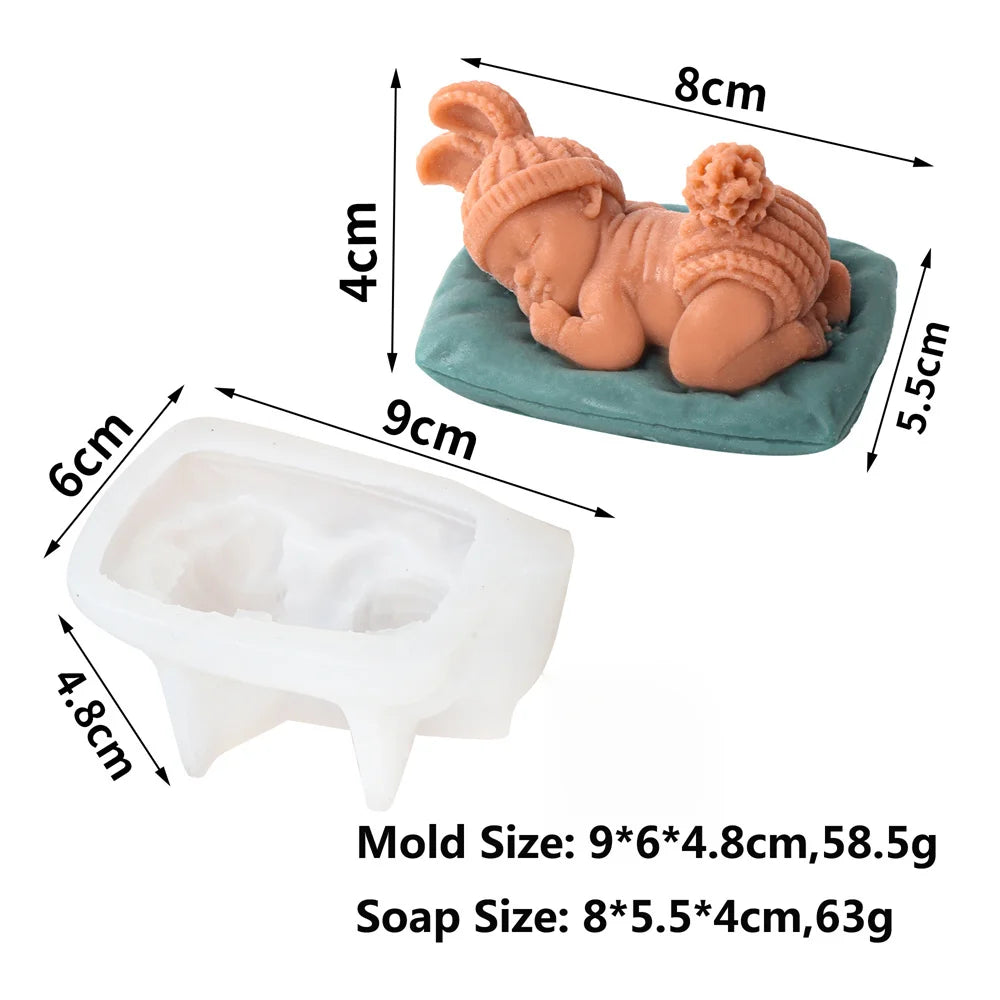 3D Sleep Baby in Hand Candle Silicone Mold