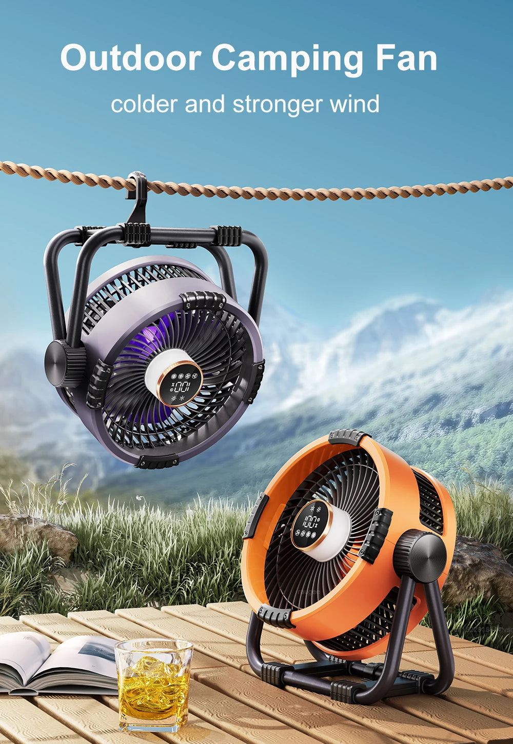 Camping Fan 20000mAh Rechargeable Portable Outdoor Camping Fan