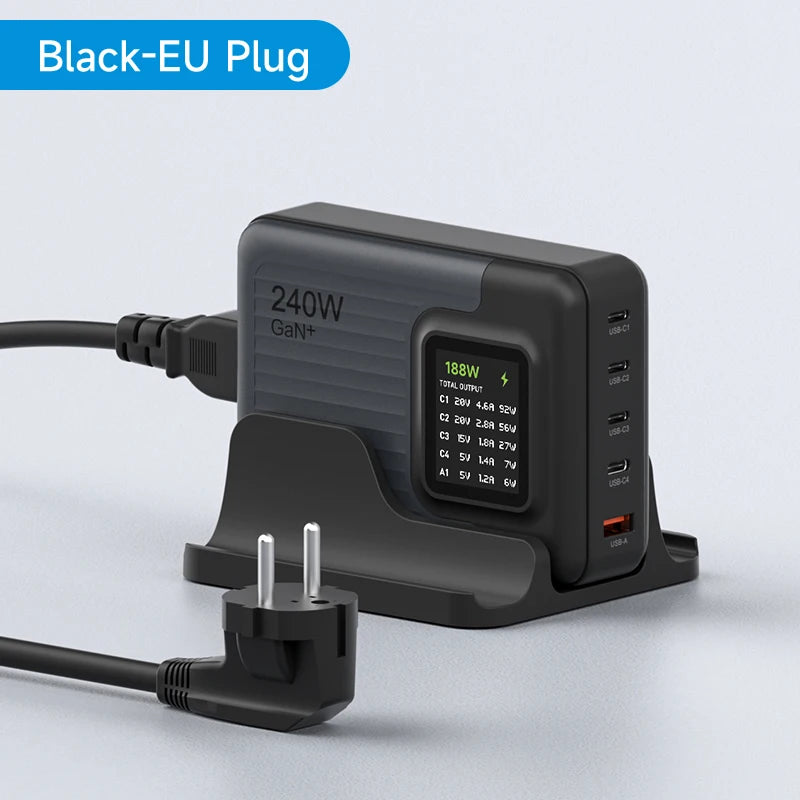 Hagibis 240W USB C Charger 5 Ports GaN 140W PD3.1