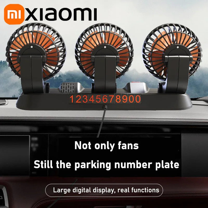 Xiaomi Car Fan 360° Adjustable 3 Head Air Fan Automotive Electric Fan