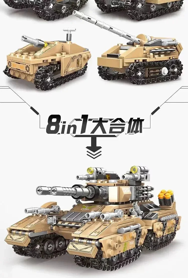 Newest 1028pcs World War 2 Military Vehicle Tank