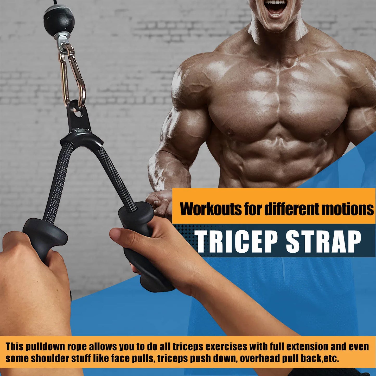 Ergonomic Tricep Rope Pulldown Attachments