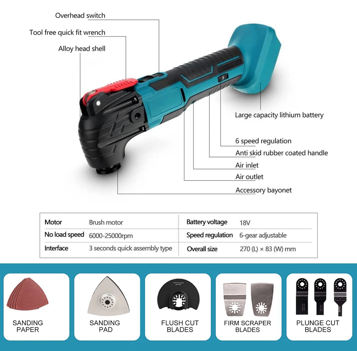 170W Electric Cordless Oscillator