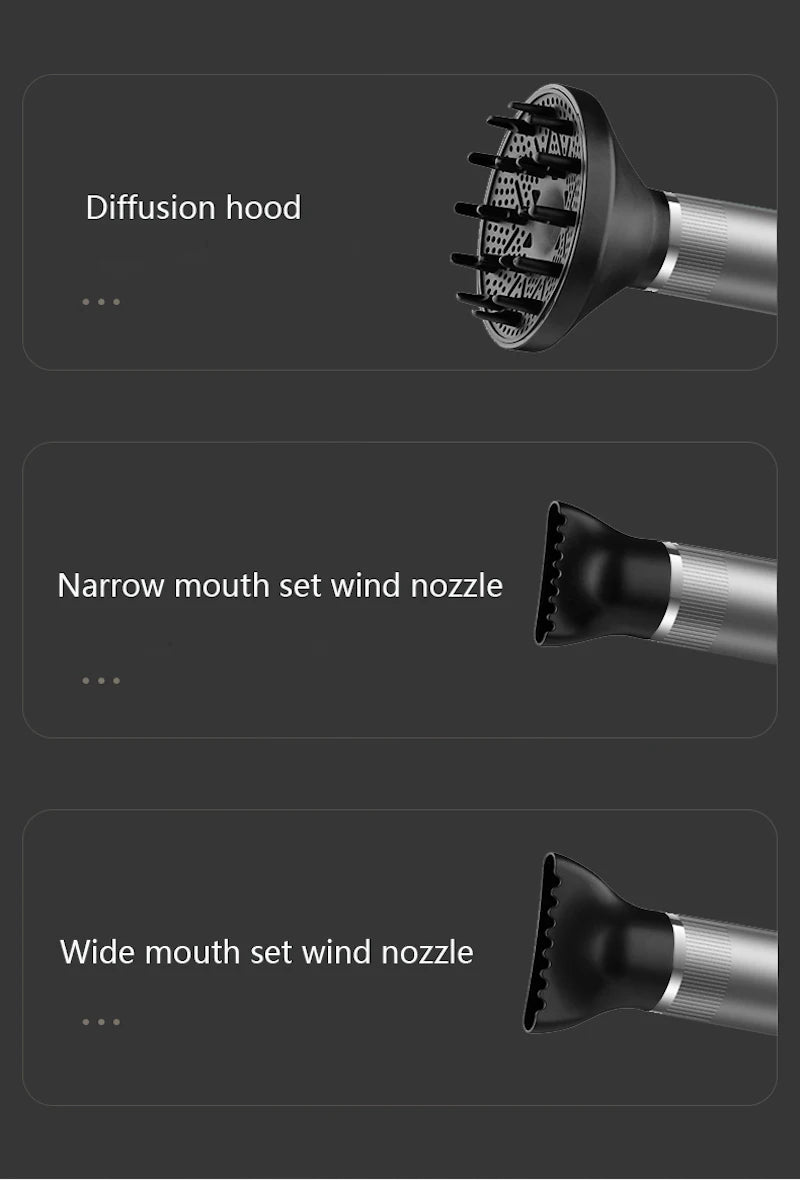 Low noise cold and hot negative ion hair dryer