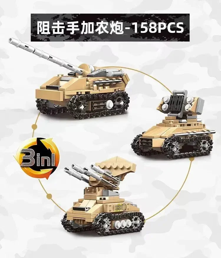 Newest 1028pcs World War 2 Military Vehicle Tank