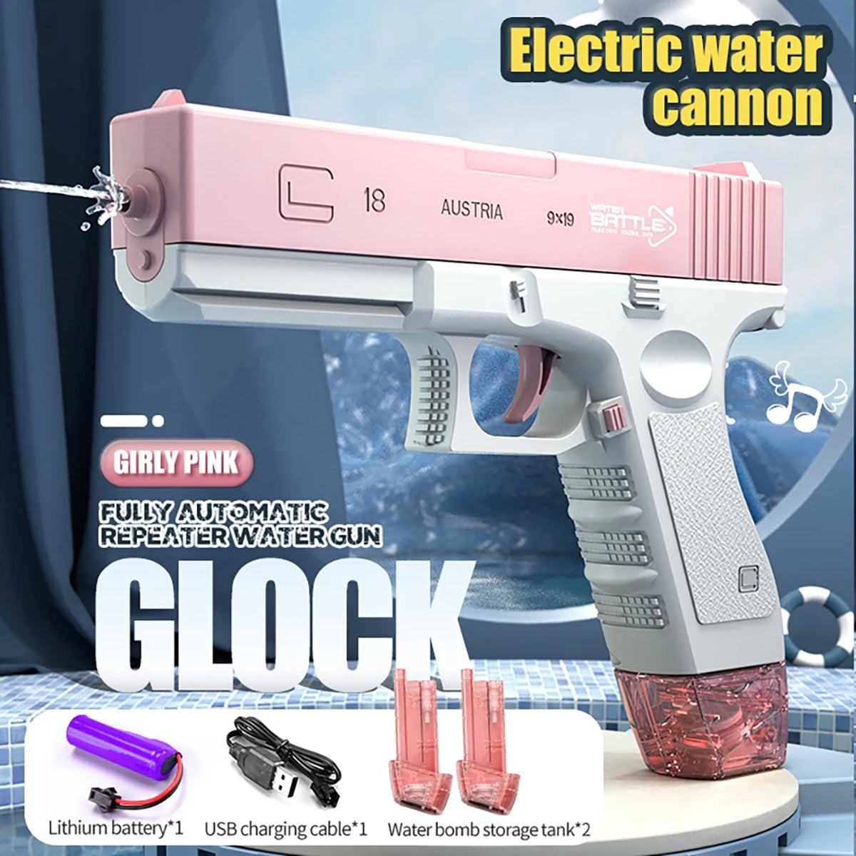 Electric Water Gun Rechargeable Automatic Spray Gun