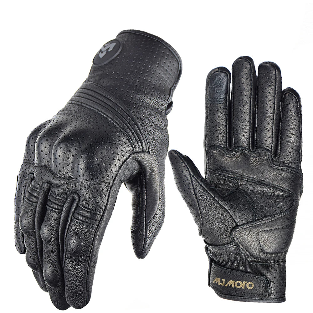 Men Retro Genuine Leather Motorcycle Gloves