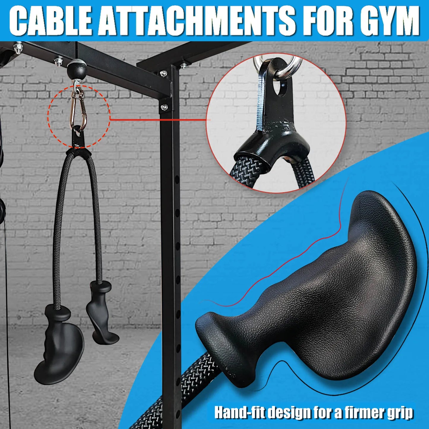Ergonomic Tricep Rope Pulldown Attachments
