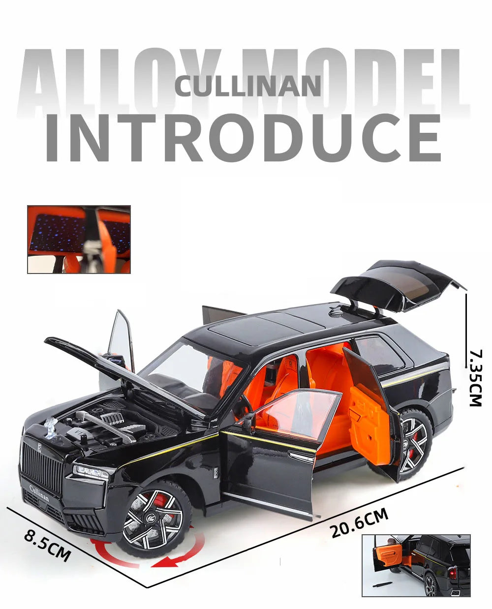 1/24 2025 Rolls Royce SUV Cullinan Alloy Luxury Car Model
