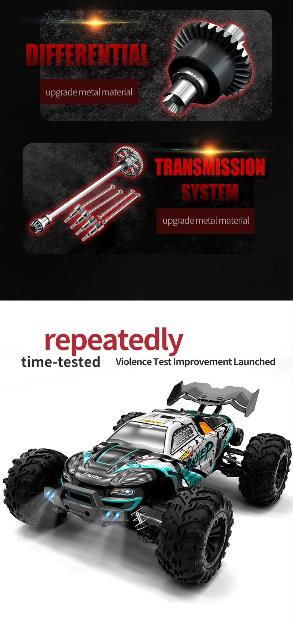 JJRC 1:16 4WD RC Car 70KM/H With Led Lights 2.4G Inductor Remote Control Off-Road Cars