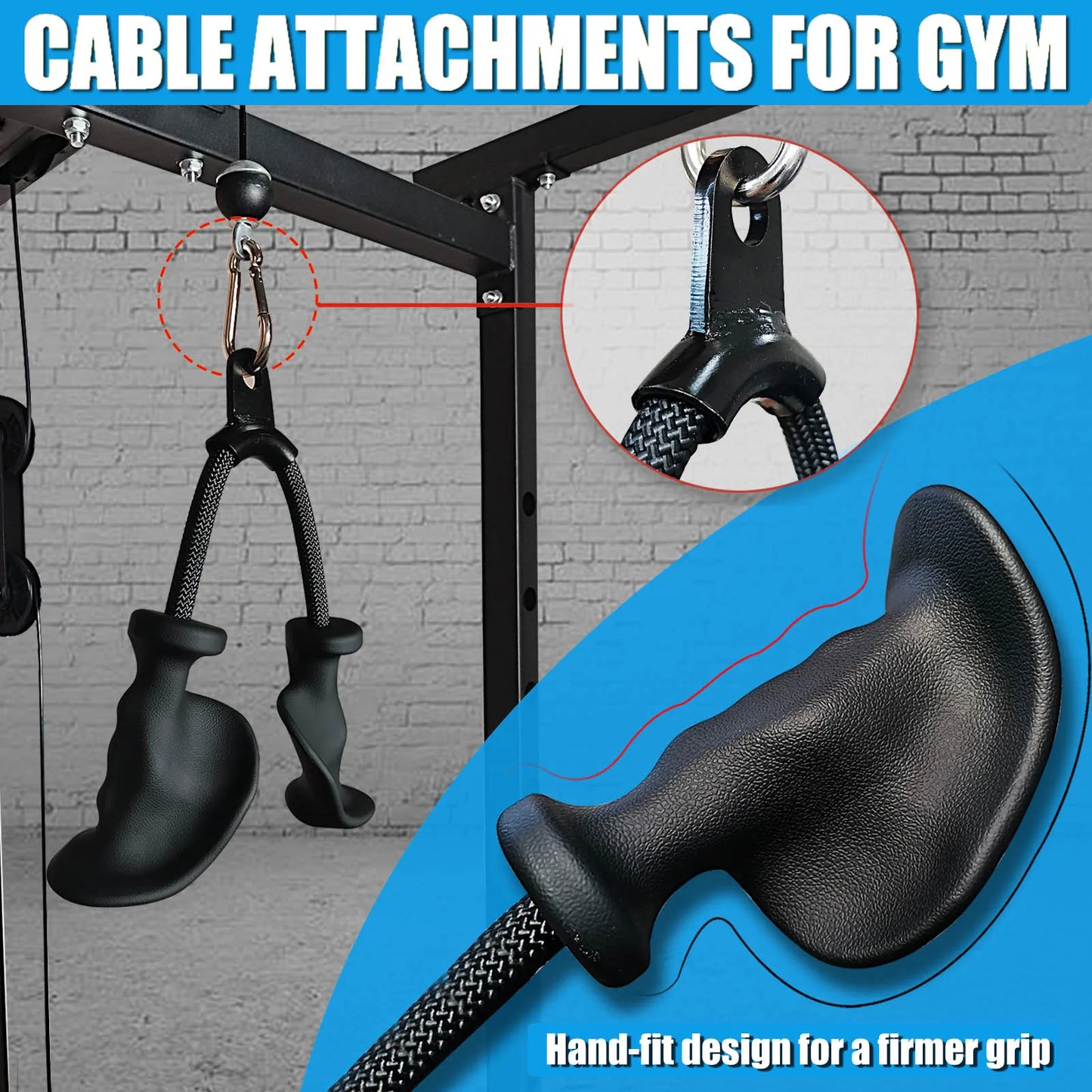 Ergonomic Tricep Rope Pulldown Attachments