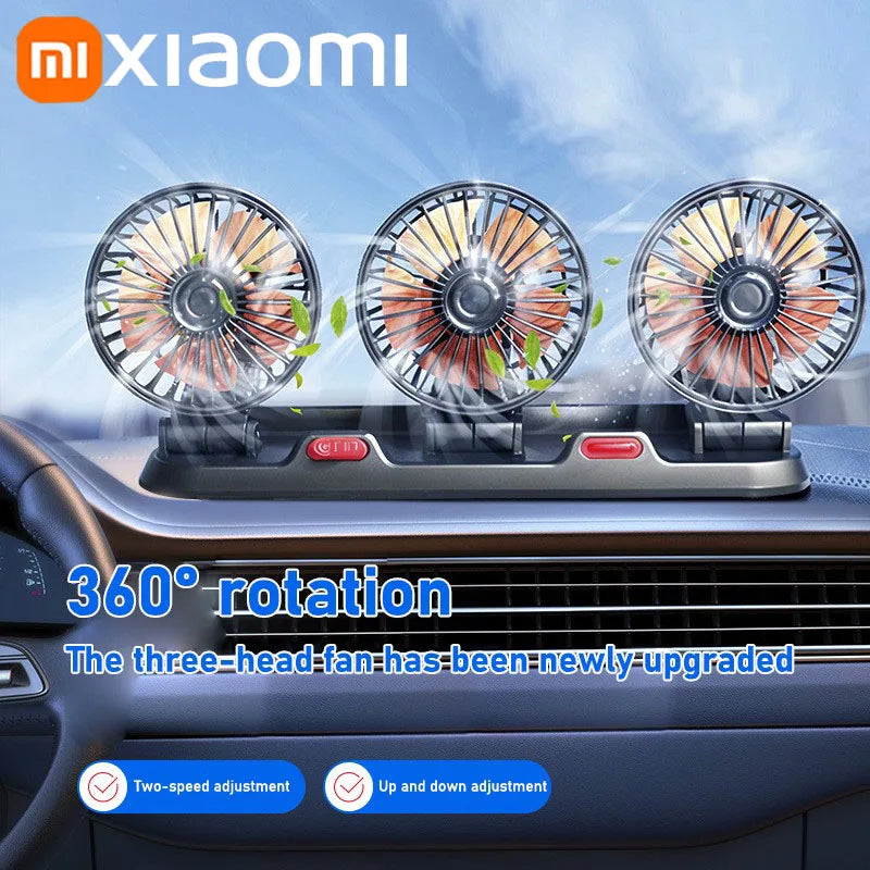 Xiaomi Car Fan 360° Adjustable 3 Head Air Fan Automotive Electric Fan