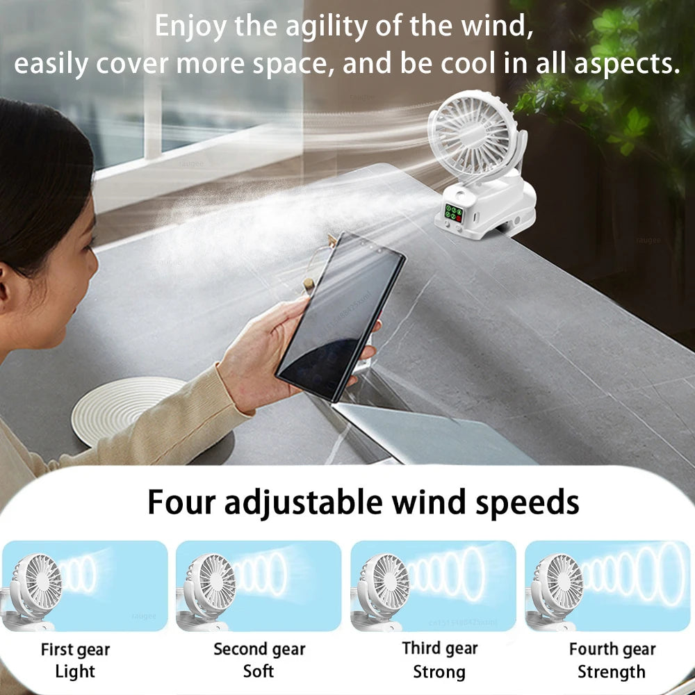 Portable Clip Fan Rechargeable Desktop Fan