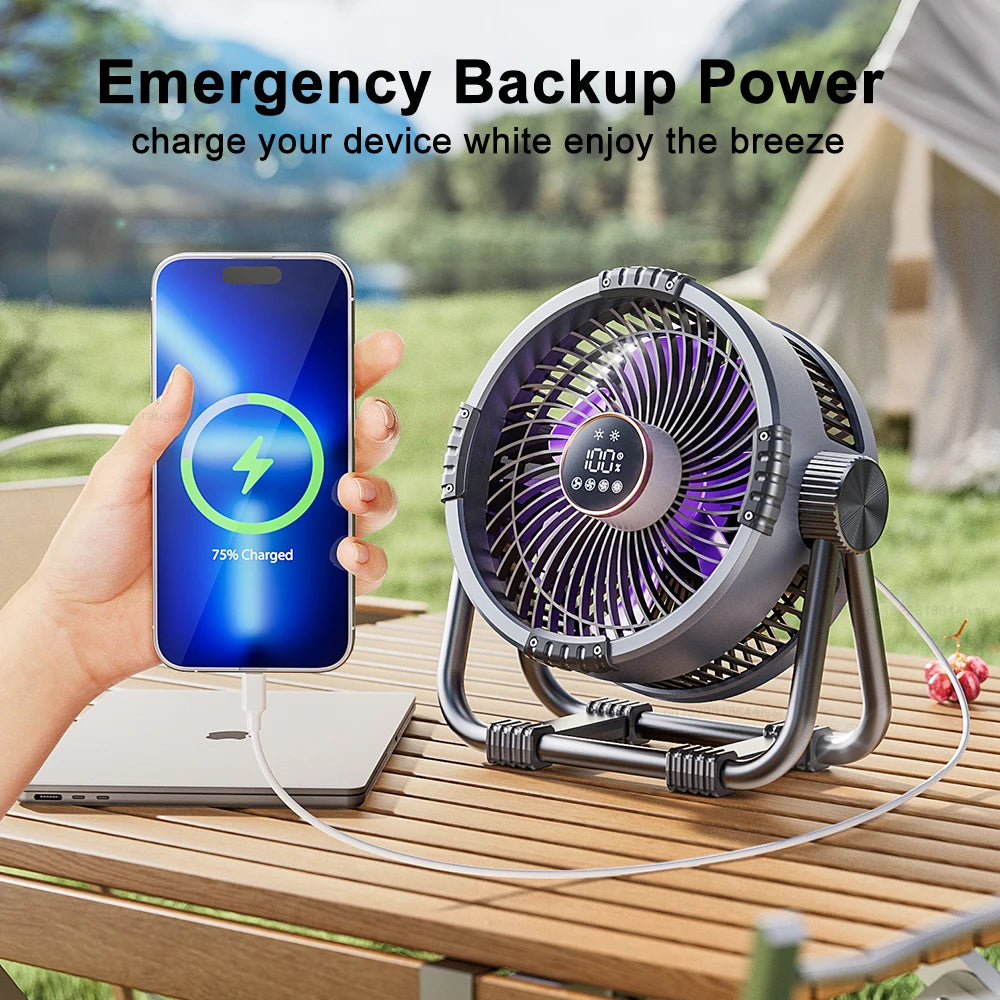 Camping Fan 20000mAh Rechargeable Portable Outdoor Camping Fan