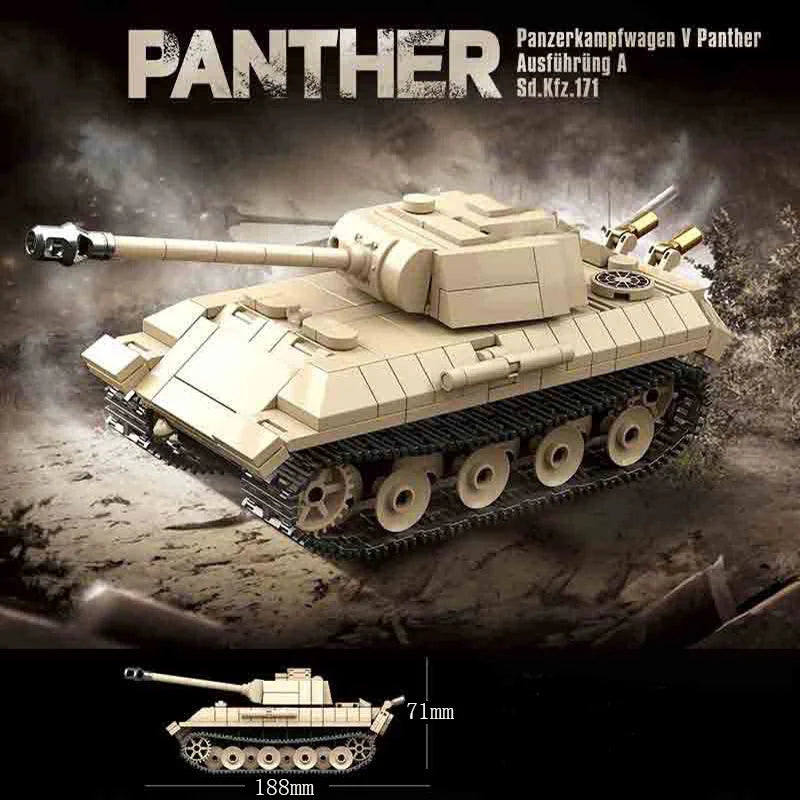 Ww2 Military World War German Leopard Medium Tank Building Blocks Bricks