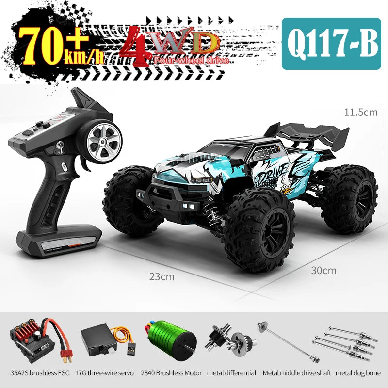 JJRC 1:16 4WD RC Car 70KM/H With Led Lights 2.4G Inductor Remote Control Off-Road Cars