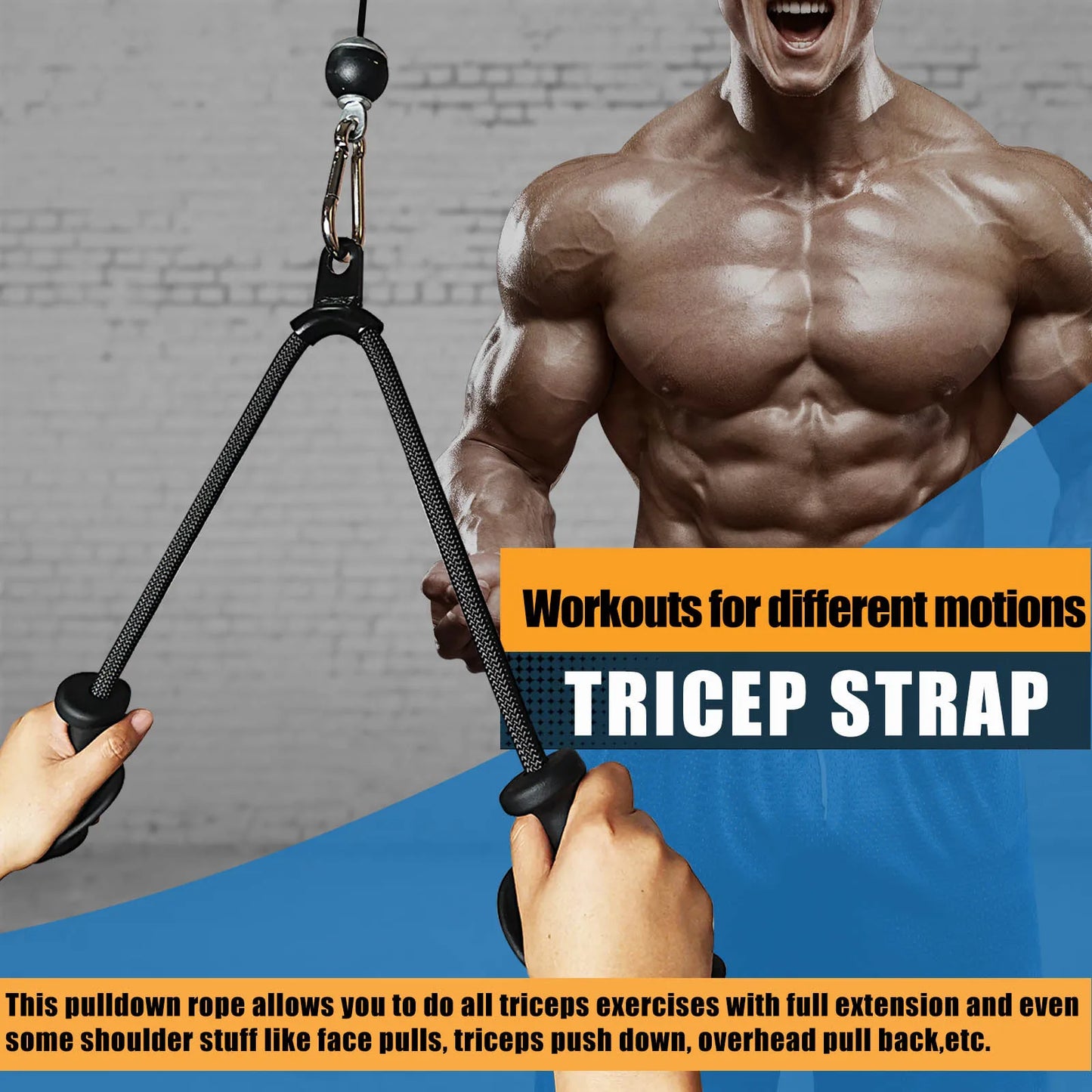 Ergonomic Tricep Rope Pulldown Attachments