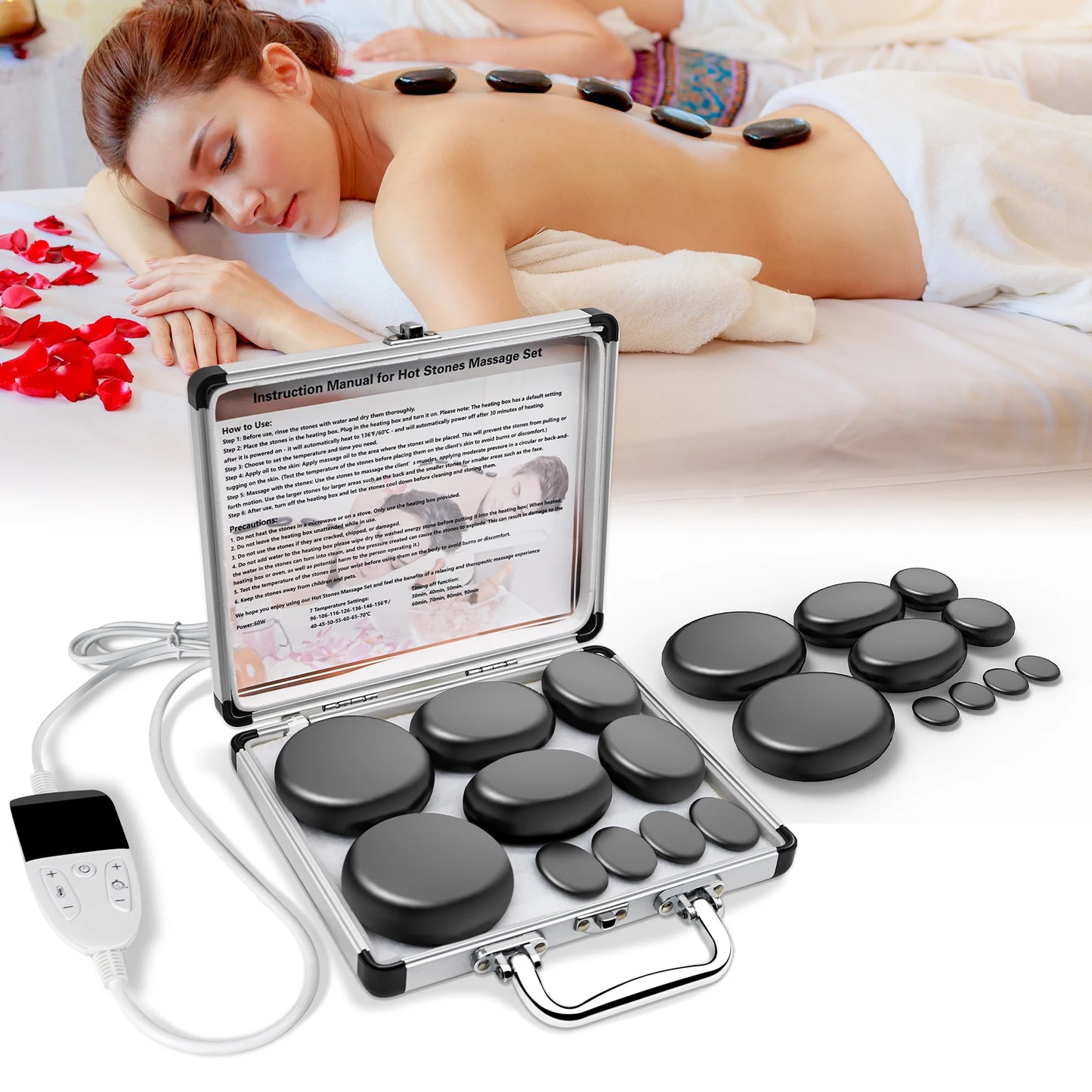 HOT STONE MASSAGE SET WITH TEMPERATURE ADJUSTMENT