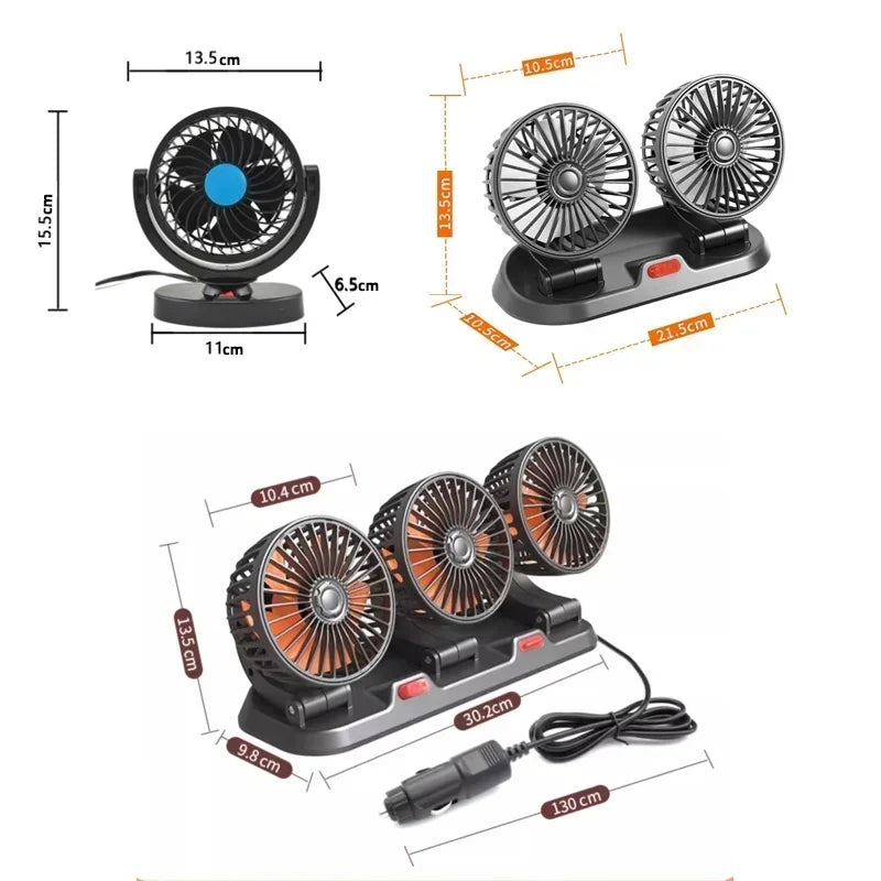 5V Triple Head Car Fan
