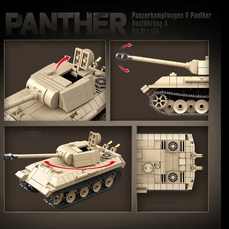 Ww2 Military World War German Leopard Medium Tank Building Blocks Bricks