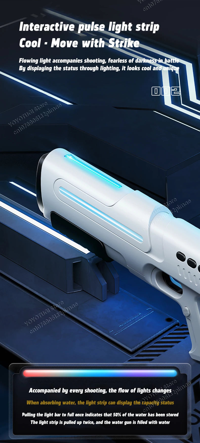 Pulse Electric Continuous Firing Water Gun Powerful Water Spray Laser Toy Gun