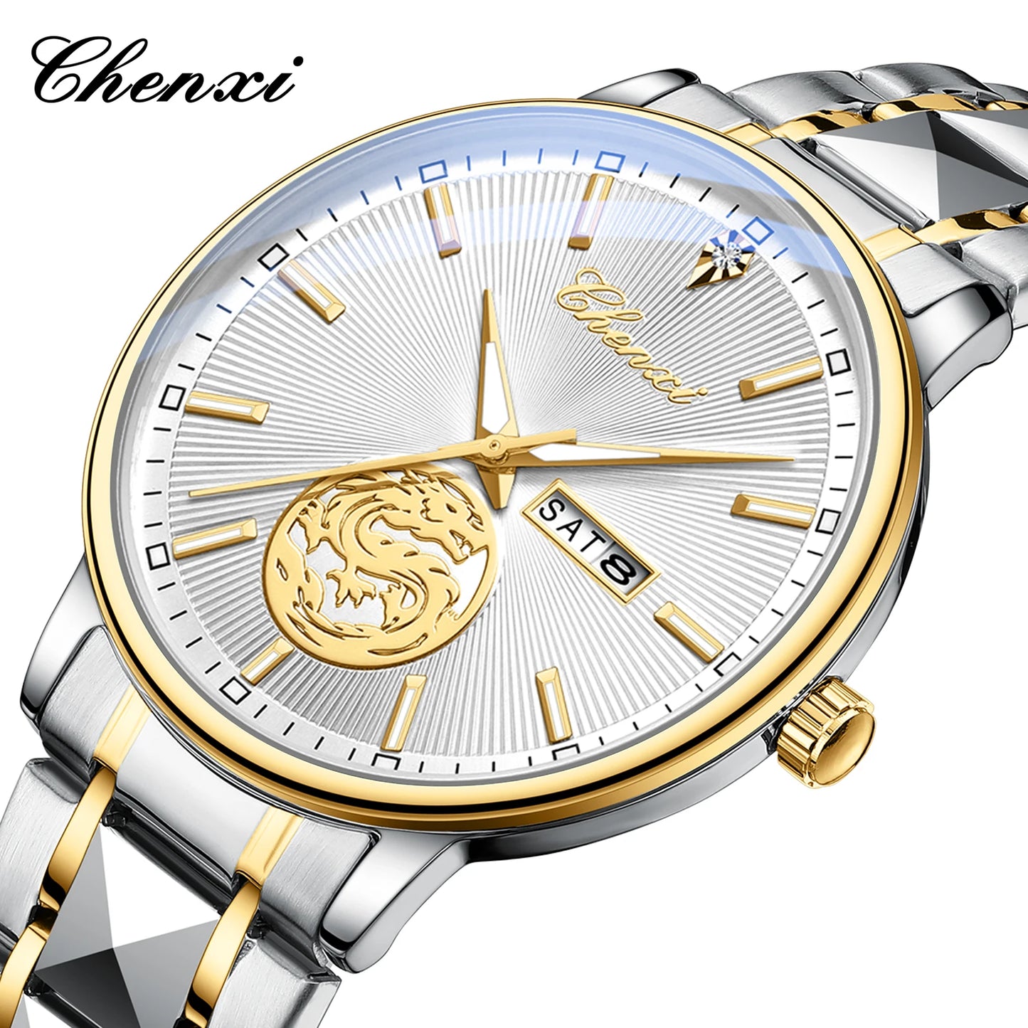 CHENXI Business Luxury Men Watches Quartz Stainless Steel Wrsitwatches