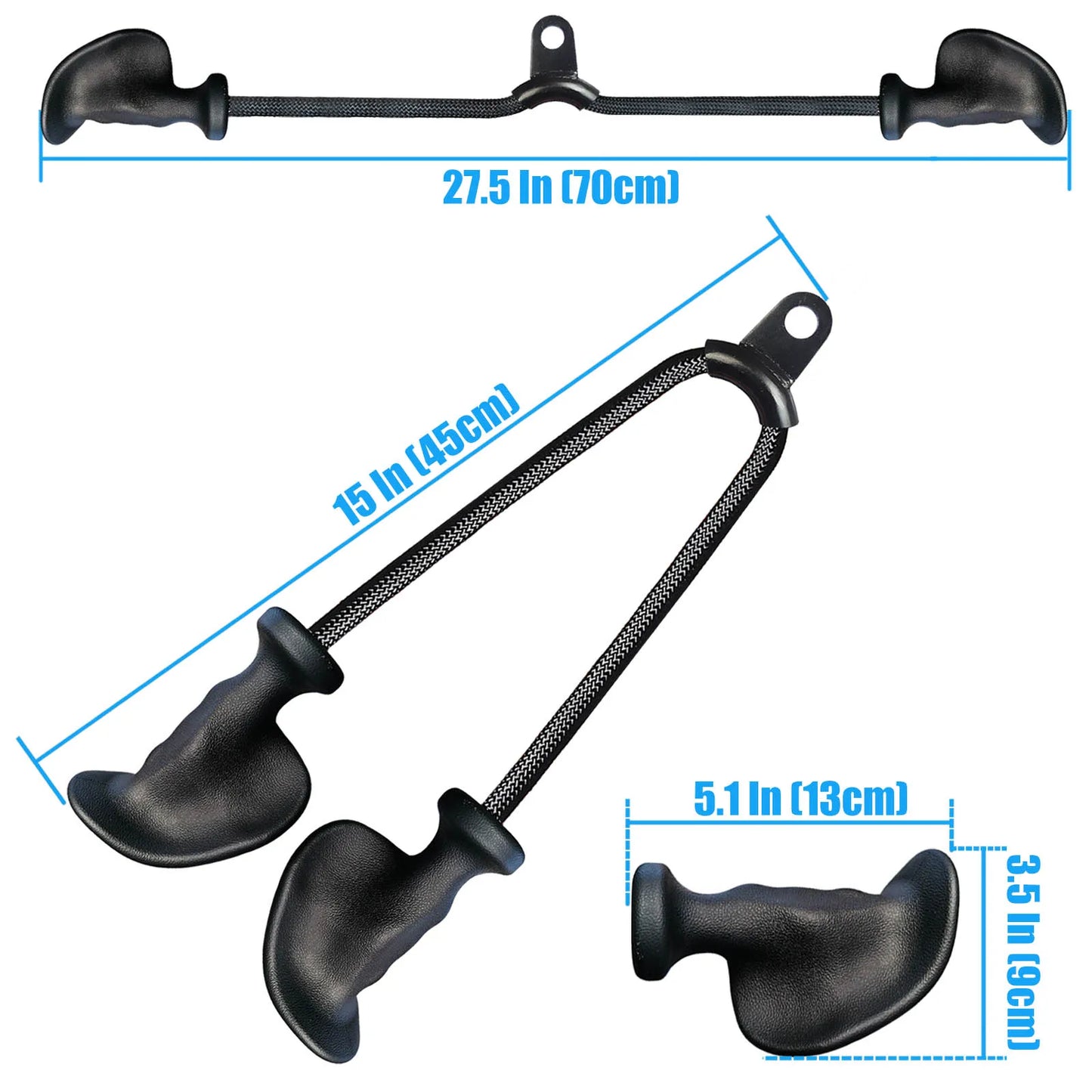 Ergonomic Tricep Rope Pulldown Attachments