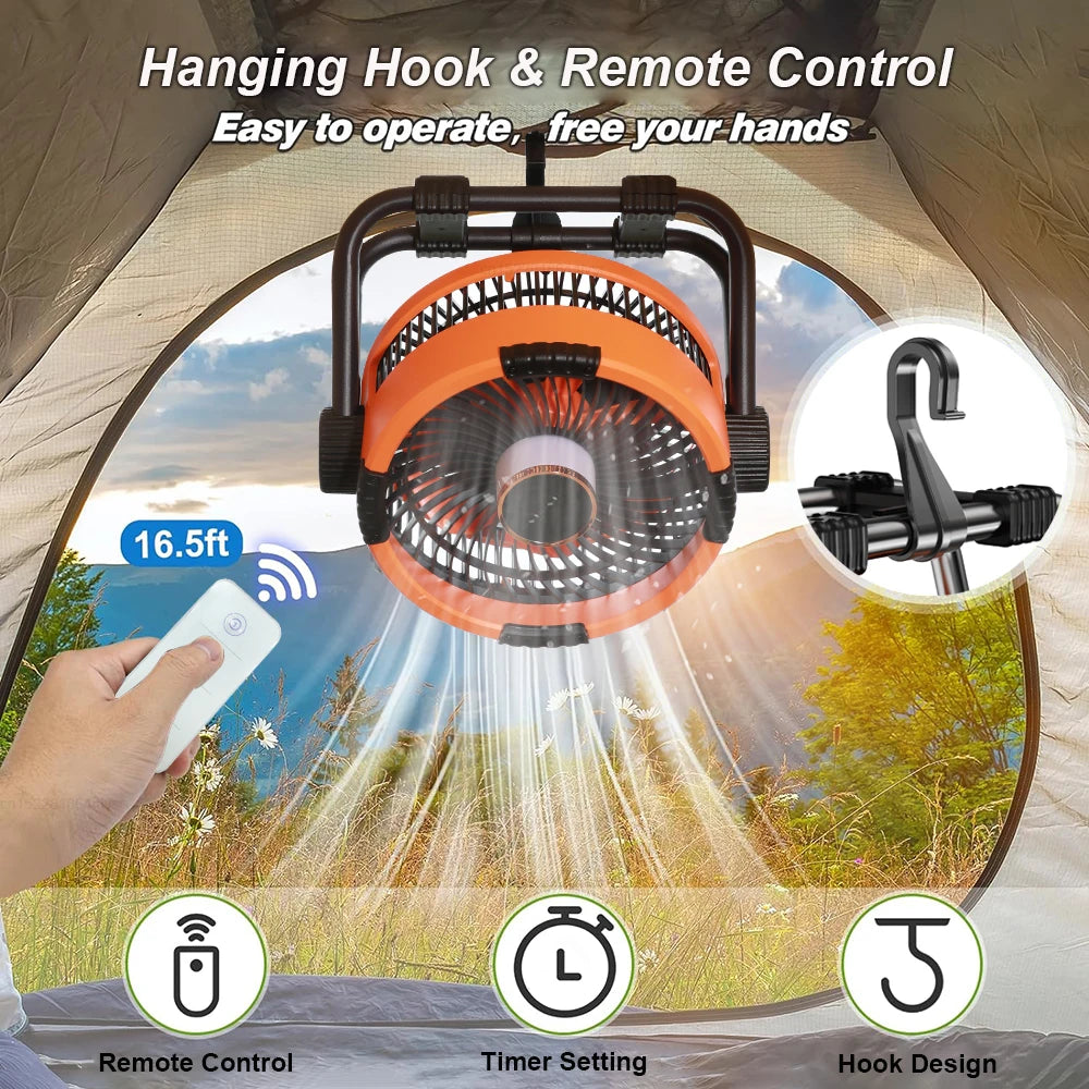 Camping Fan 20000mAh Rechargeable Portable Outdoor Camping Fan