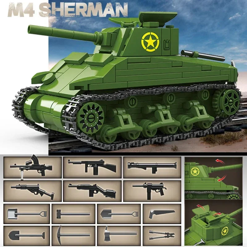 Ww2 Military World War German Leopard Medium Tank Building Blocks Bricks